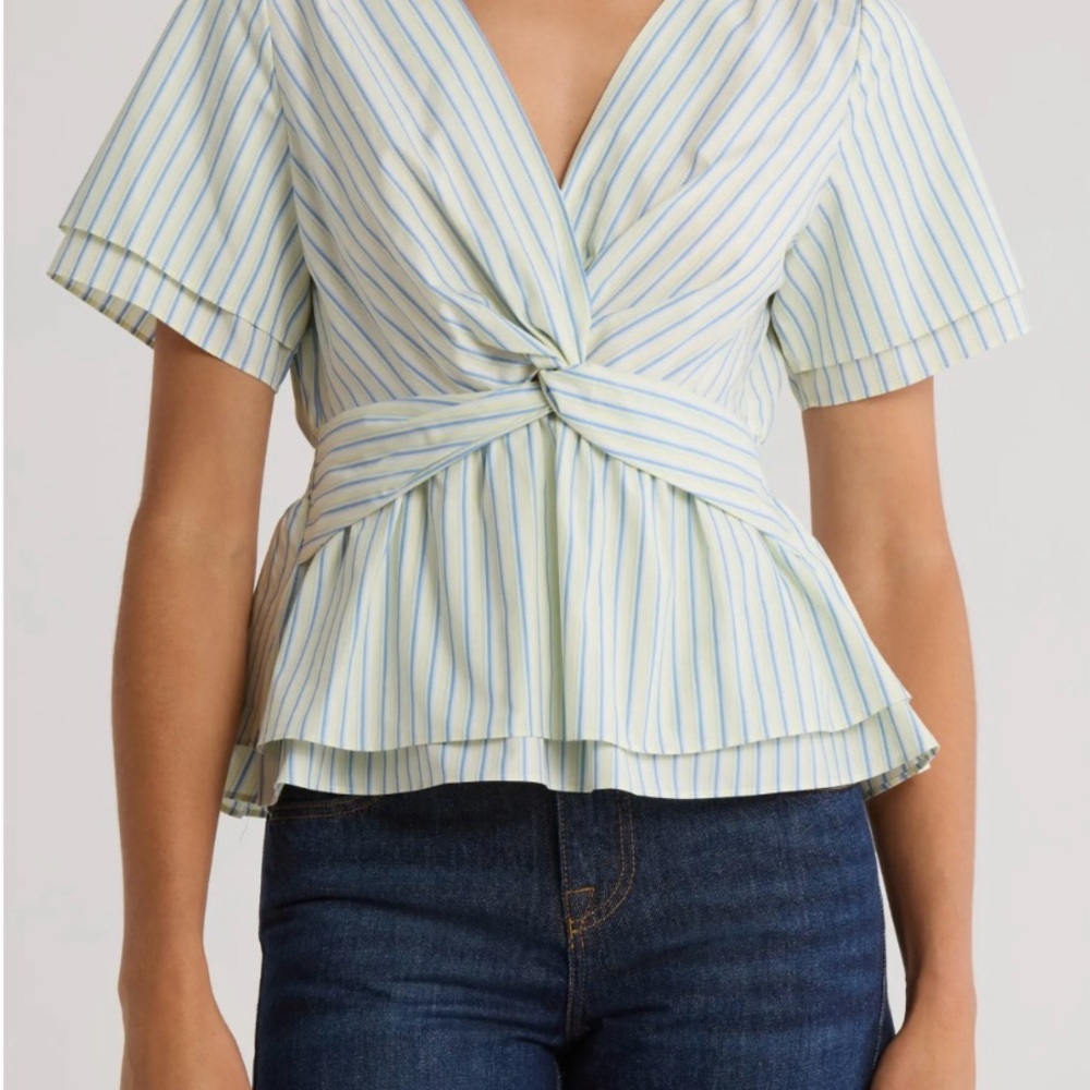 Derek 10 lam Crosby Striped Knot-Front Blouse